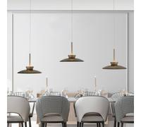 Lámpara colgante LED PURE Moon, bronce, cristal ámbar (oscuro), 3 luces.