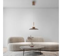 lámpara colgante LED PURE Moon, bronce, cristal ámbar (oscuro), Ø32 cm