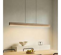Lámpara colgante LED Quitani Lisene, roble/negro, CCT, 117 cm, atenuable.