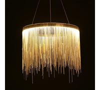 Lámpara colgante LED redonda con borlas, moderna lámpara de techo decorativa de lujo con cadena de tambor para sala de estar, hotel, dormitorio y comedor. Oro rosa + luz neutra - 50 cm 35 W (plata +