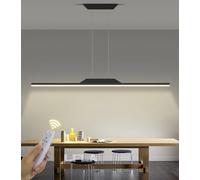 Lámpara colgante LED regulable - Diseño lineal moderno con control remoto, altura ajustable, 100 cm de longitud para comedor, cocina, oficina - Elegante accesorio de iluminación negro Beauty Comes