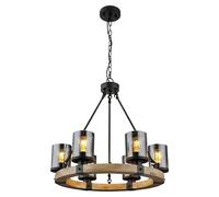 Globo Lighting Lila lámpara colgante 6x60 W negro-humado-madera 15555-6H
