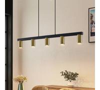Lámpara colgante Lindby Baliko, negro/latón, 5 luces, GU10 True