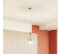 Lámpara colgante Lindby Drakar, 1 luz, ámbar, cristal, Ø 19,5 cm