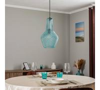 Lámpara colgante Lindby Drakar, 1 luz, azul claro, cristal, Ø 25 cm