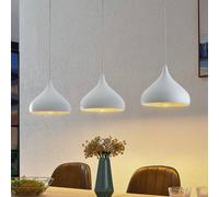 Lámpara colgante Lindby Elamira, blanca, metal, 133 cm, 3 luces. True