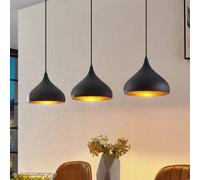 Lámpara colgante Lindby Elamira, negra, metal, 133cm, 3 luces.