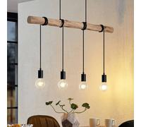 Lámpara colgante Lindby Ferris, 4 luces, 90 cm, madera, E27