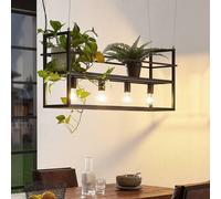 Lámpara colgante Lindby Grisela, estante, negro, metal, 120 cm