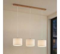 Lámpara colgante Lindby Imarin, 3 luces, blanca, textil, 100cm
