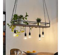 Lindby lámpara colgante Kirista, 5 luces, negro, madera, 100 cm