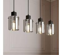Lámpara colgante 'Kourtney' (Moderno) en Negro hecho de Metal e.o. para Salón & Comedor (4 llamas, E27) de Lindby | lámpara colgante de vidrio, lámpara colgante, lámpara colgante mesa de comedor