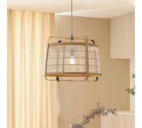 Lámpara colgante Lindby Liriana, bambú, hierro, Ø 45 cm, E27