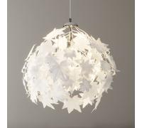 Lámpara colgante Lindby Maple, Ø 38 cm, cromada, blanca, de tela