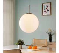 Lámpara colgante Lindby Marike, Ø 35 cm, blanca, cristal, globo, E27