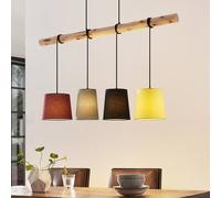Lámpara colgante Lindby «Moscú», multicolor, tejido, madera, E27, 116 cm