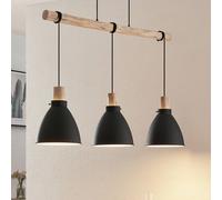 Lámpara colgante Lindby Trebale, E27, Ø 28 cm, 3 luces, madera