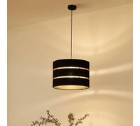 Lámpara colgante Lindby Tsomo, Ø 40 cm, negra, tela, E27