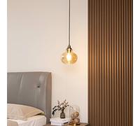 Lámpara colgante Lindby Tymoni, 1 luz, ámbar, cristal, Ø 20 cm