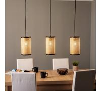 Lámpara colgante Lindby Yaelle, 92 cm de largo, 3 luces, ratán, E27