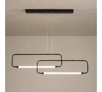 Lámpara colgante lineal circular larga, lámpara colgante de tira de metal ultrafina con acabado negro, LED moderno - 24 W, lámparas de suspensión de iluminación decorativa para restaurante LWX