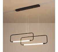 Lámpara colgante lineal circular larga, lámpara colgante de tira de metal ultrafina con acabado negro, LED moderno - 24 W, lámparas de suspensión de iluminación decorativa para restaurante LWX