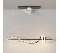 Lámpara Colgante Lineal en Espiral de 99,4 cm con Pantalla Acrílica, Luz de Ventilador Ajustable en 3 Posiciones, Lámpara de Araña Led Regulable, Lámparas Colgantes Largas para Comedor, Lámparas Colga