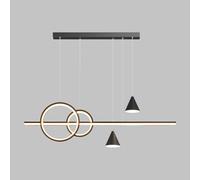 Lámpara colgante lineal, lámpara colgante de tira larga de metal negro con pantalla acrílica blanca, lámparas colgantes para restaurante, lámparas LED modernas de 60 W - modo de 3 colores, luces de