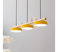 Lámpara colgante lineal LED moderna de 3 luces para mesa de comedor, lámpara colgante de techo de madera con diseño de pájaro nórdico, regulable, para decoración de cocina, isla, casa de cam