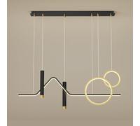 Lámpara colgante lineal negra, lámpara colgante de tira de metal ultrafina con pantallas de silicona, geométrica larga para comedores, lámparas de suspensión LED modernas - 42 W, luces de isla de