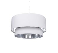 LEDKIA LIGHTING - Lámpara Colgante Textil Reflect Duo | Diseño Moderno y Elegante | Ajustable en Altura | Compatible con Bombilla E27 | Uso Versátil en Hogar y Oficina, Blanco, Textil