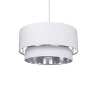 LEDKIA LIGHTING - Lámpara Colgante Textil Reflect Duo | Diseño Moderno y Elegante | Ajustable en Altura | Compatible con Bombilla E27 | Uso Versátil en Hogar y Oficina, Blanco, Textil