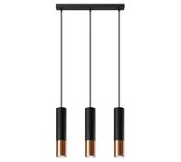 Lámpara colgante Loopez 3l negro/cobre