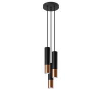 Lámpara colgante Loopez 3p negro/cobre
