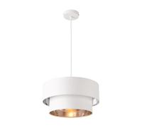 Lámpara colgante lopar - e27 - 60w - metal tela - 149 x ø 40 cm blanco y plata [lux.pro]