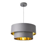 Lámpara colgante lopar - e27 - 60w - metal tela - 149 x ø 40 cm gris y dorado [lux.pro]
