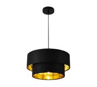 lux.pro Lámpara Colgante Lámpara de techo 149 cm con Cable E27 60W Luz Efectiva Iluminación interior 230V 50Hz Interruptor de pared Diámetro de pantalla 40 cm Negro y Dorado