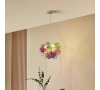 Lámpara colgante Lucande Diborah, Ø 40 cm, multicolor, cristal, G9