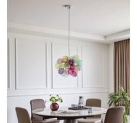 Lámpara colgante Lucande Diborah, Ø 50 cm, multicolor, cristal, G9 True
