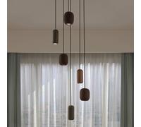 Lámpara colgante Lucande Narion, negra/de colores, 6 luces