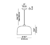 Lámpara colgante Luceplan Zile gris paloma mate, Ø 40 cm