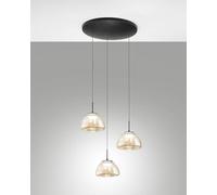 Lámpara colgante Lucille Ø350 mm Cognac, LED 21 W, temperatura de color 2700 K/3000 K/4000 K, regulable, estructura metálica y vidrio borosilicato - Lucille