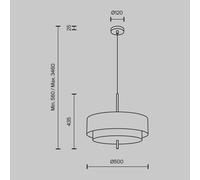 Lámpara colgante Maytoni Bergamo, blanco/negro, Ø 50 cm, lino