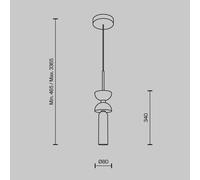 Lámpara colgante Maytoni Kyoto, negra, Ø 10 cm, mármol, cristal