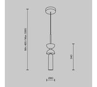 Lámpara colgante Maytoni Kyoto, oro, Ø 10 cm, mármol, cristal