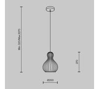 Lámpara colgante Maytoni Roots, Ø 20 cm, altura 27 cm, madera/negro