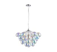 Lámpara Colgante Metal Cristal B: 65cm H: Máx. 198cm Cromo Iridiscente 6x G9