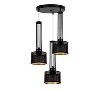 Lámpara Colgante Metal Desván E27 B: 40 CM 3-flammig Negro Oro Pendelleuchte