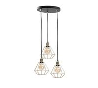 Lámpara Colgante Metal Negro Oro Alambre 3-flammige Pendelleuchte Mesa Morwenna