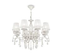 Lámpara Colgante Metal Tela B: 72 CM En Shabby Blanco Oro E14 Araña Comedor